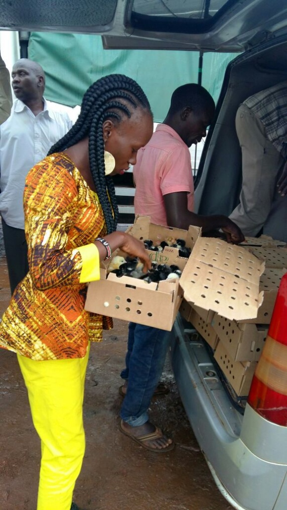 Sellah Migaya delivering chicks.jpg